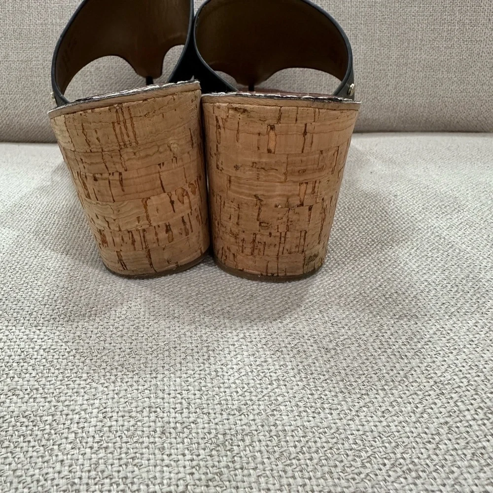 Sam Edelman Black Leather Wedge Sandals size 8.5